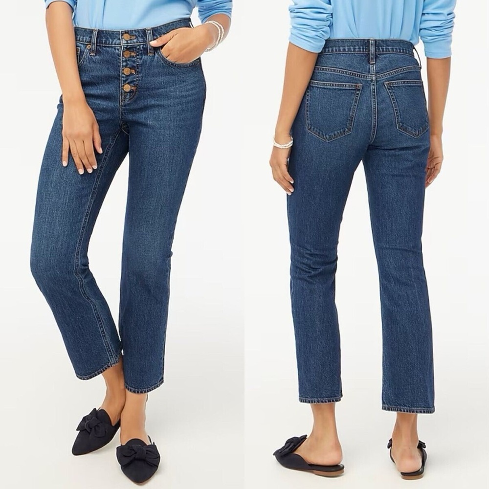 New J. Crew Mid Rise Flare Crop Button Fly Jeans size 30